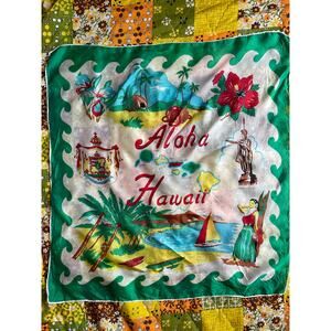 Vintage Aloha Hawaii Hula Girl Beach Silky Scarf